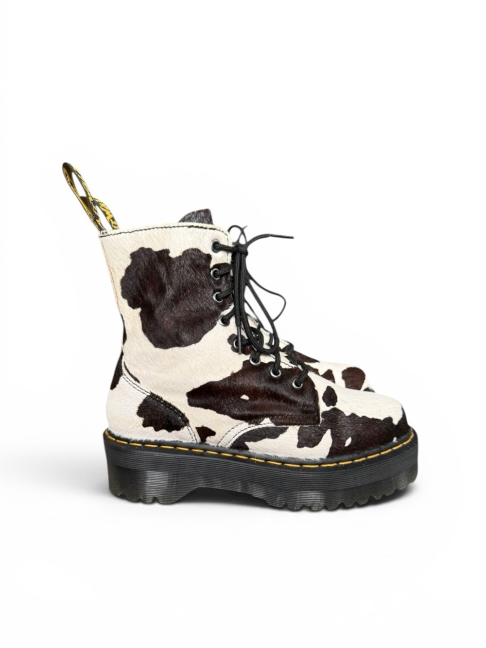 JADON HAIR-ON COW PRINT PLATFORM BOOTS Women’s size 8